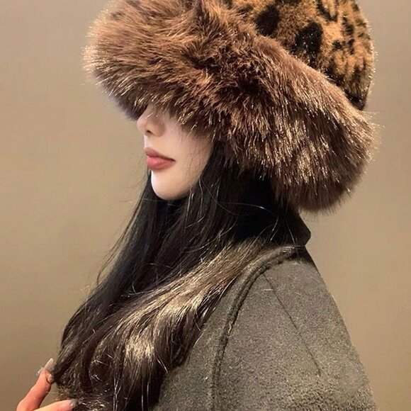 Multicolor Casual Women's Thick Warm Leopard Hat